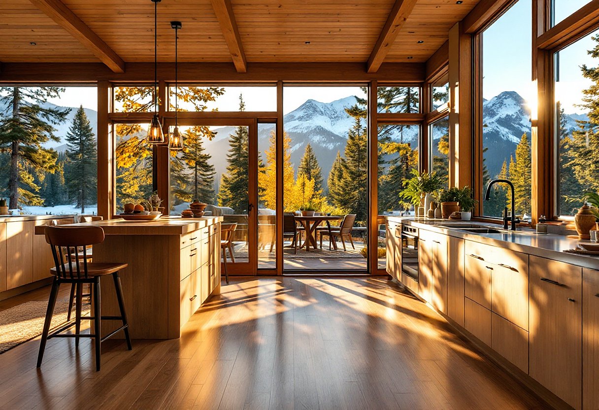 Bright Carson City living room with new wood-look flooring framed by views of the eastern Sierra foothills.