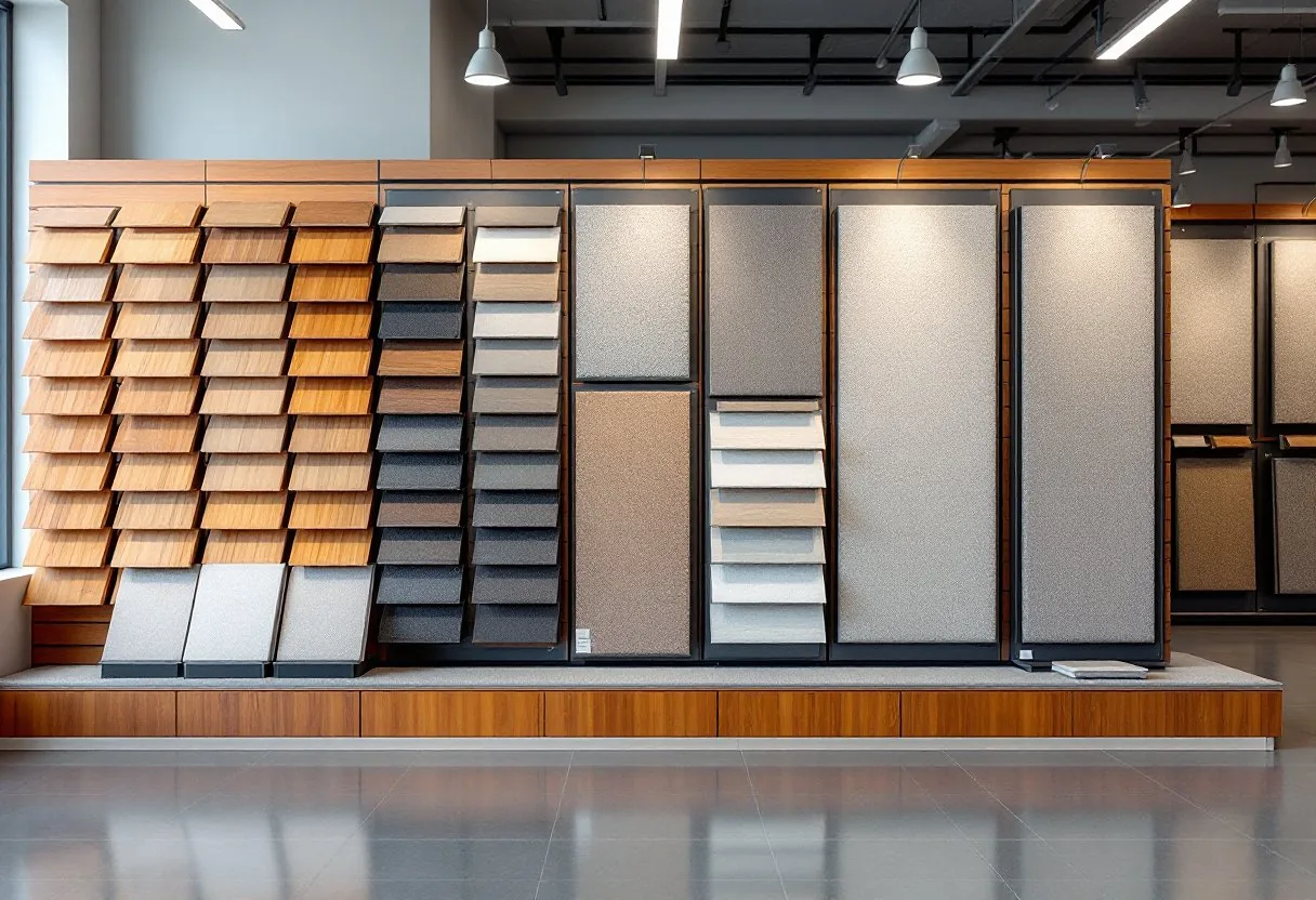 Bright commercial interior with durable hard-surface flooring running through an open office and reception area.